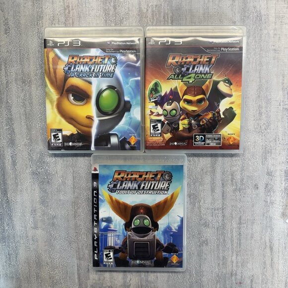 Ratchet & Clank PS3 Lot All 4 One Tools of Destruction Crack In Time CIB VGC - Picture 1 of 12